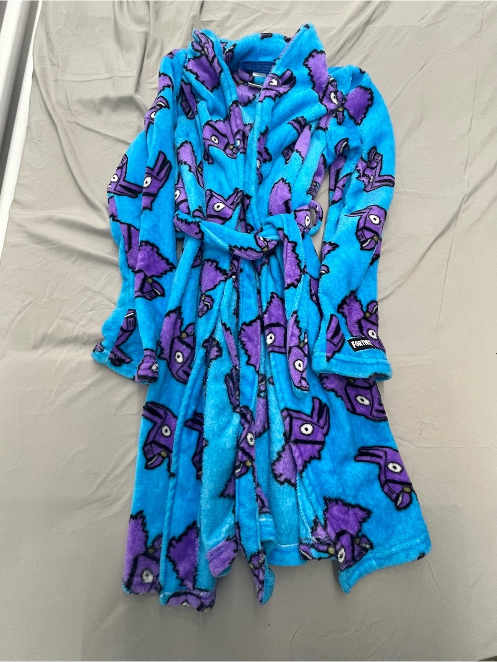 Fortnite Kids' Plush Hooded Robe in Bright Blue & Purple Size Large 10/12